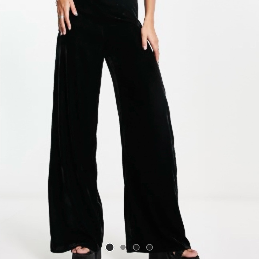 ASOS Black Velvet Wide-Leg Pants
